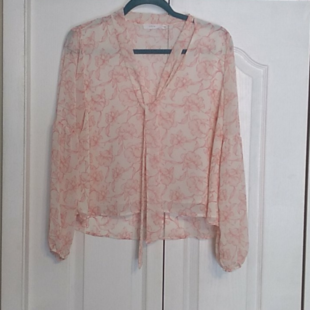 Sheer pink and white floral top